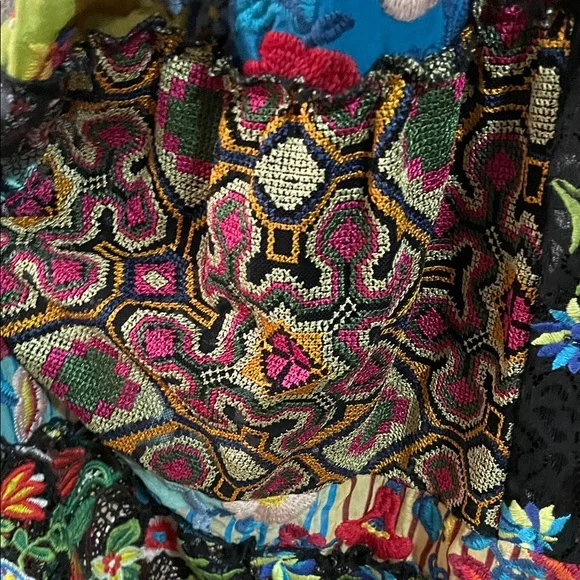 JOHNNY WAS BY BIYA EMBROIDERED AND LACE Black and Multicolor Maxi Dress - Picture 5 of 11